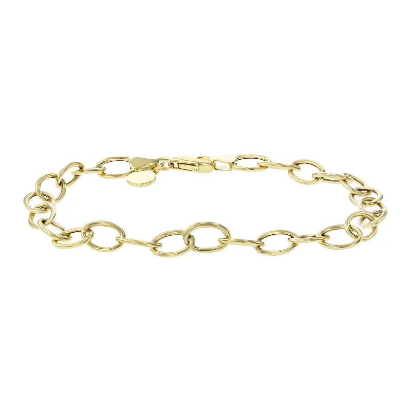 Ladies bracelets rust-resistant metal -14K Yellow Gold Classic Large Oval Loop Chain Bracelet