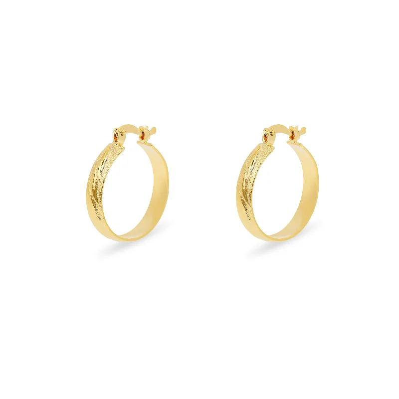 ladies-ear-wrap-gold-earrings-THE HALF BRUSHED HOOP EARRINGS