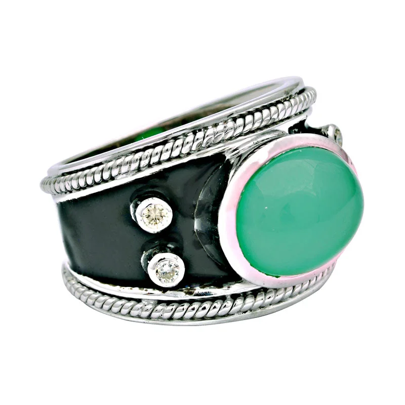 ladies-infinity-gold-rings-Ring-Chrysoprase and Diamond (Enamel)