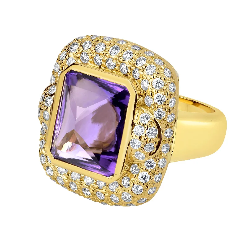 ladies-pearl-accent-rings-Ring - Amethyst And Diamond