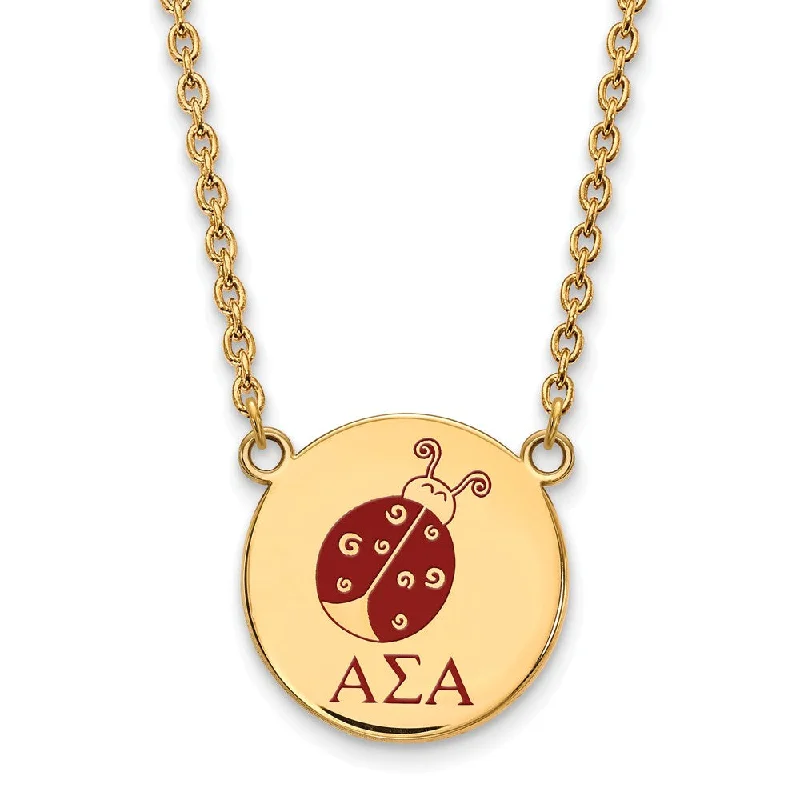 Ladies necklaces chic charm -14K Plated Silver Alpha Sigma Alpha Large Mascot Enamel Necklace