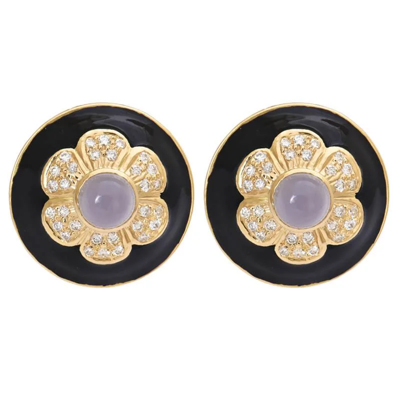 ladies-bridal-beaded-drop-earrings-Earrings- Chalcedony and Diamond (Enamel)  (2189D)