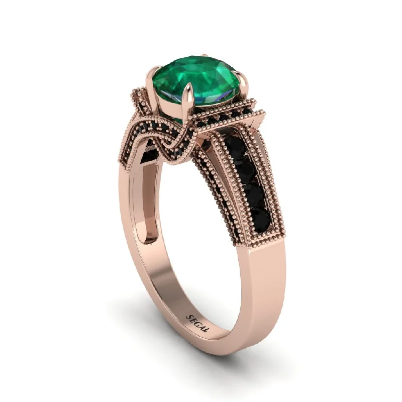 engagement-custom-gold-rings-Emerald Eternal Embrace Milgrain Engagement Ring - Fernanda No. 35