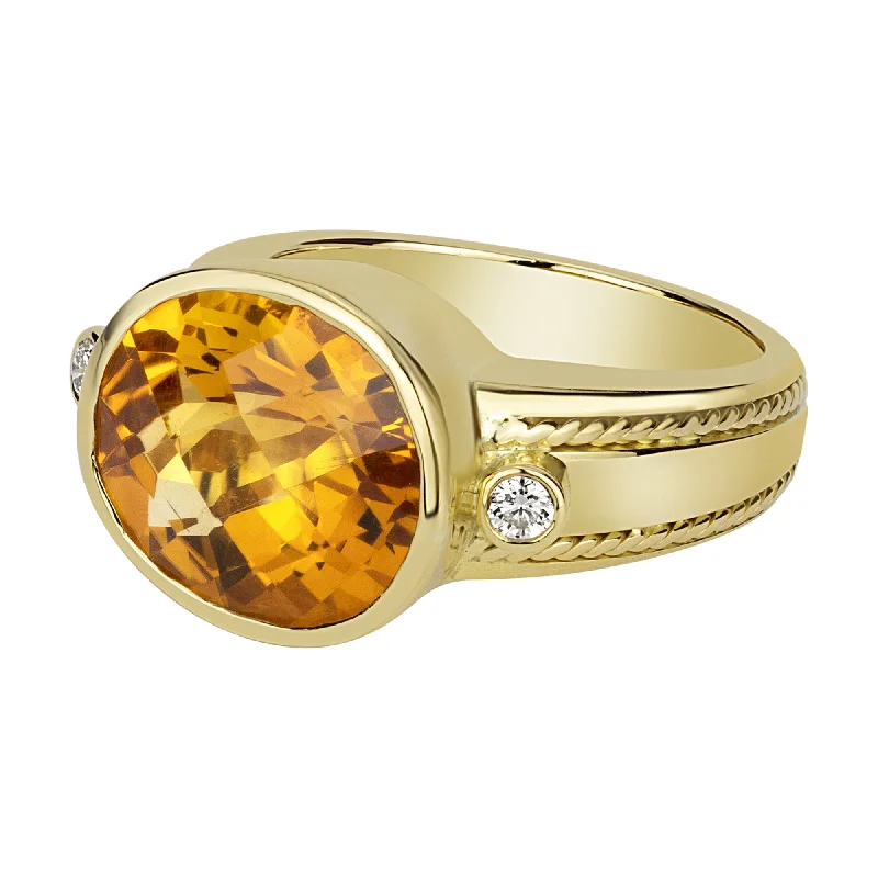 ladies-unique-silver-rings-Ring - Citrine And Diamond