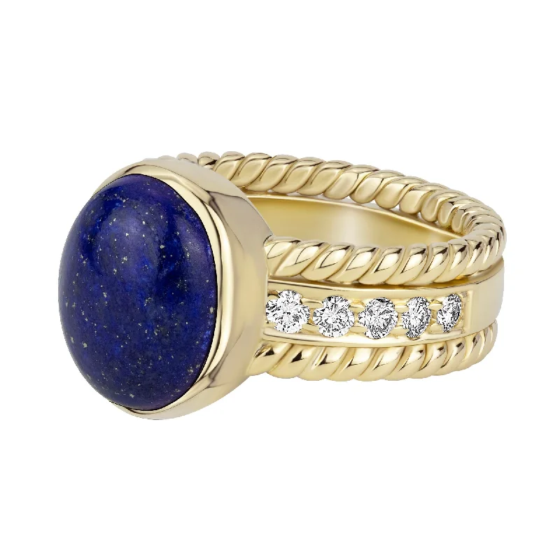 ladies-minimalist-bypass-rings-Ring - Lapis Lazulli And Diamond (2360E)