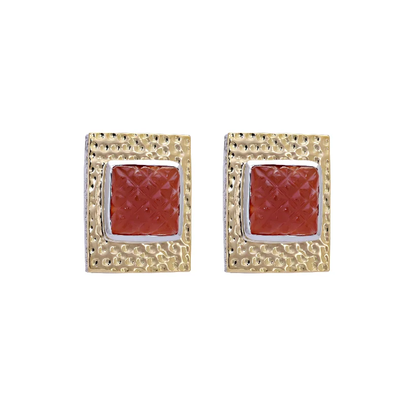 ladies-vintage-bar-drop-earrings-Earrings- Cornelian And Diamond (11HM)