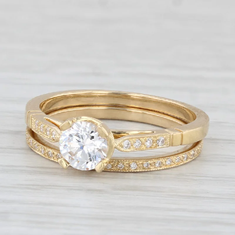 engagement-infinity-diamond-rings-New Beverley K Semi Mount Engagement Ring Wedding Band Set Diamonds 18k Gold