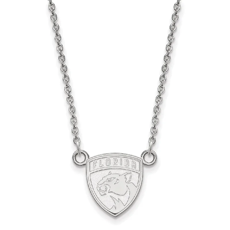 Ladies necklaces with fog labradorite -10k White Gold NHL Florida Panthers Small Necklace, 18 Inch