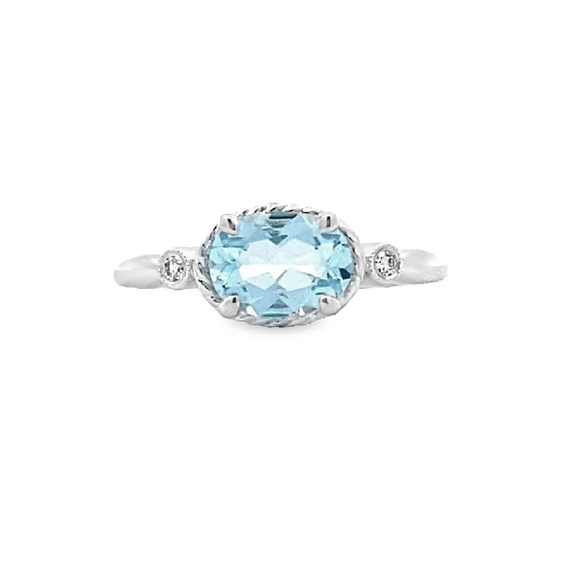 ladies-luxury-emerald-rings-Aquamarine and Diamond Ring in White Gold by Gabriel & Co.