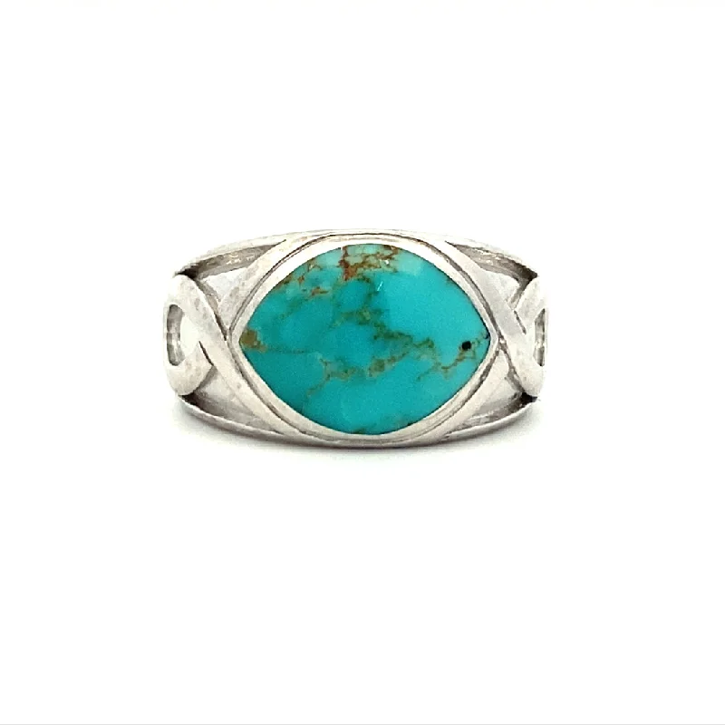 ladies-round-platinum-rings-Marquise Turquoise Ring in SIlver by Kabana