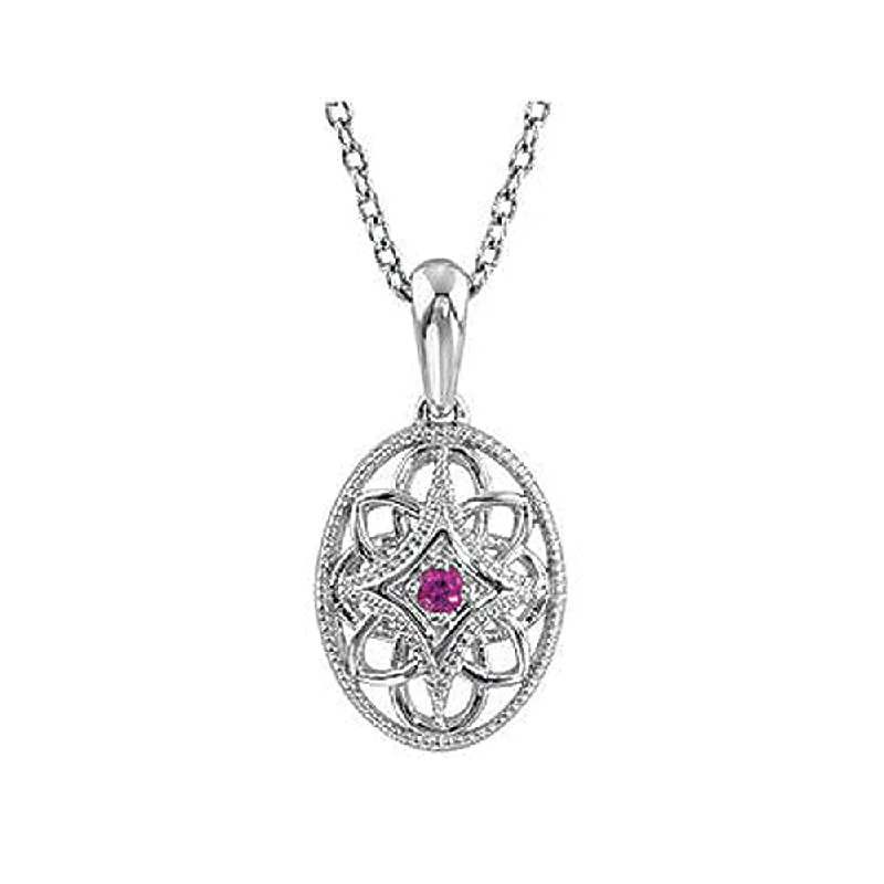 Ladies necklaces sturdy elegance -Vintage Style Ruby Oval Necklace in Sterling Silver