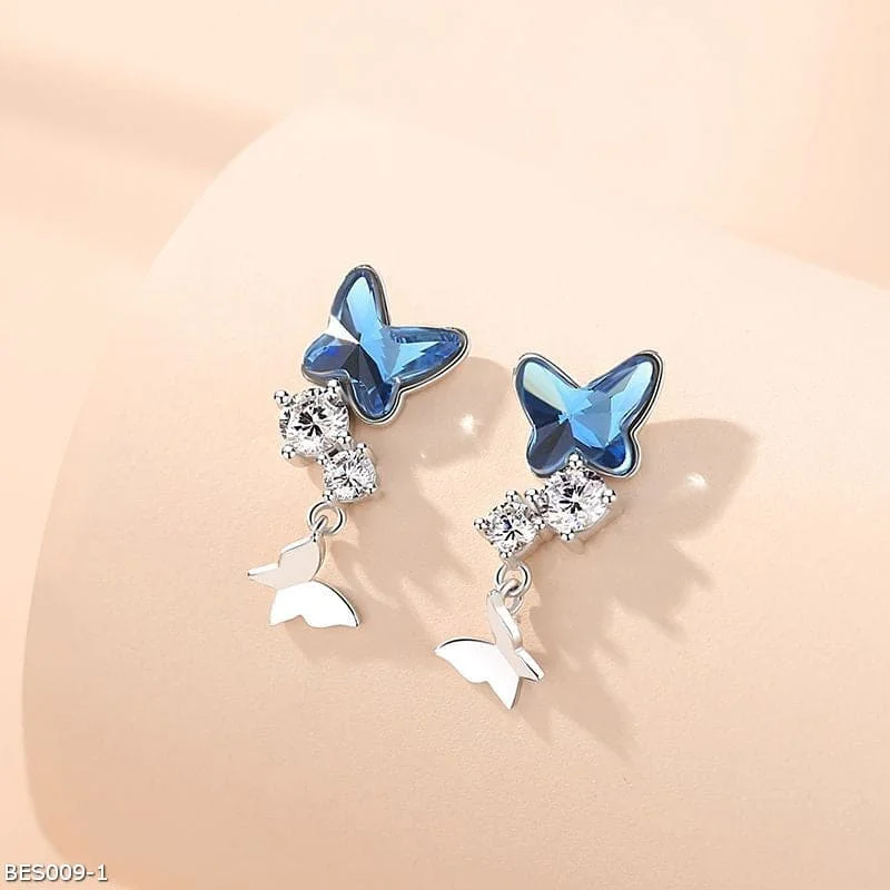 ladies-vintage-mini-hoop-earrings-Austrian crystal butterfly earrings