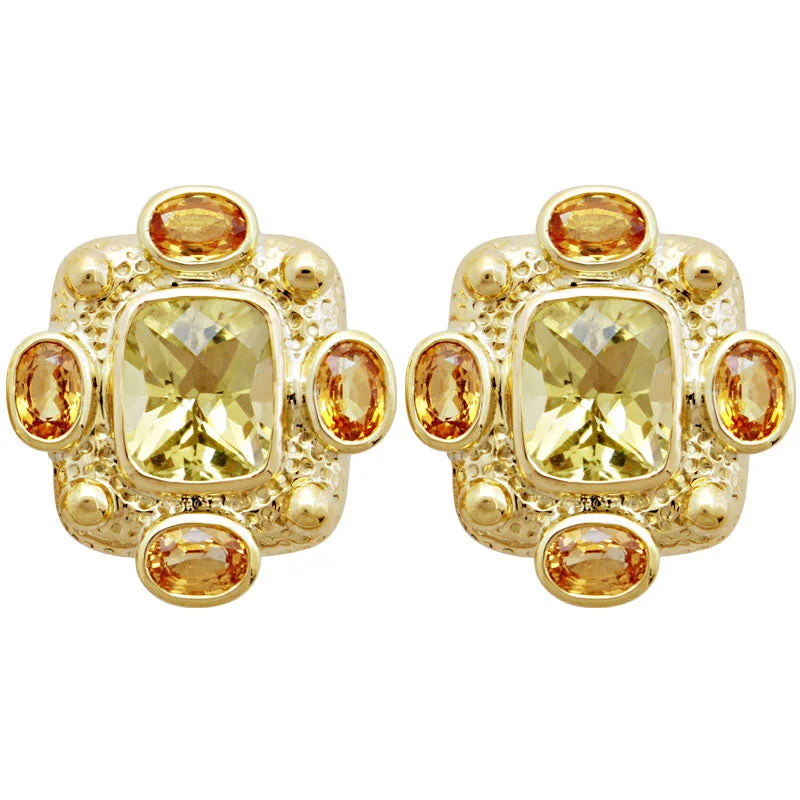 ladies-party-teardrop-earrings-Earrings- Lemon Quartz & Yellow Sapphire (1723G)