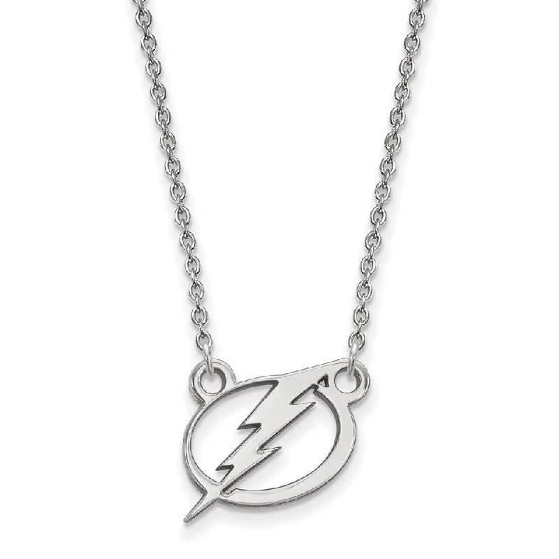 Ladies necklaces with swim pendants -10k White Gold NHL Tampa Bay Lightning Small Necklace, 18 Inch