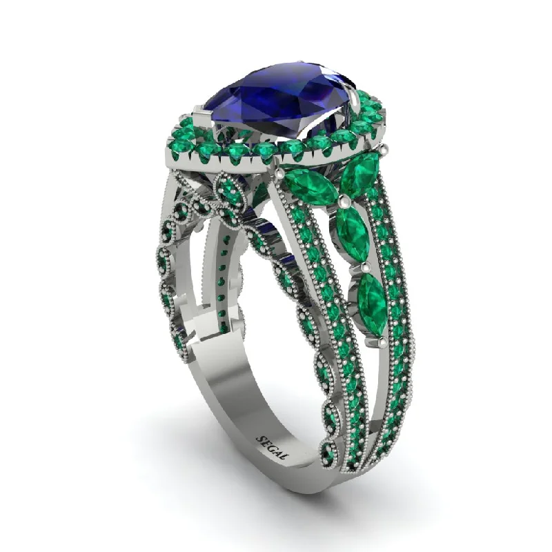 engagement-emerald-cut-diamond-rings-Sapphire Imperial Blossom Engagement Ring - April No. 30