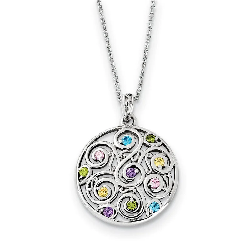 Ladies necklaces satin elegance -Rhodium Plated Sterling Silver & CZ Kaleidoscope of Wishes Necklace