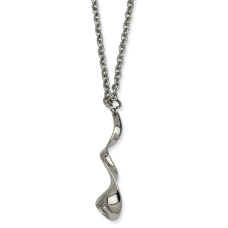 Ladies necklaces with olive sapphire -Stainless Steel Fancy Swirl Adjustable Necklace - 20 Inch