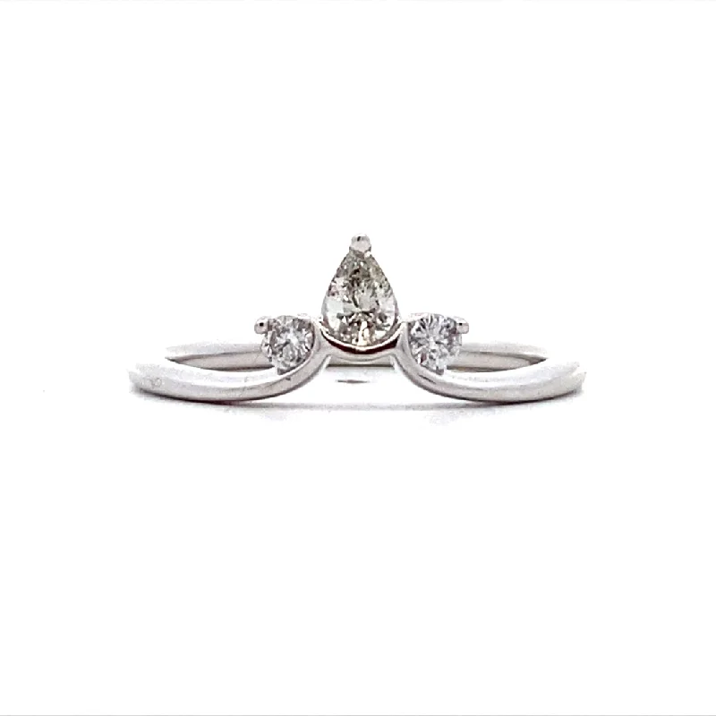 ladies-cushion-cut-platinum-rings-Stackable Diamond Chevron Ring in White Gold