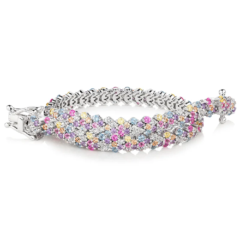 Ladies bracelets for trail charm -Statement bracelet with ruby and amethyst simulants and 2.08 carats* of diamond simulants in sterling silver