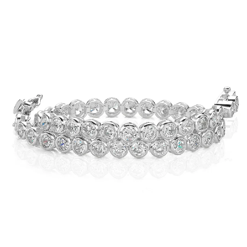 Ladies bracelets for startup elegance -Round Brilliant tennis bracelet with 5.28 carats* of diamond simulants in 10 carat white gold