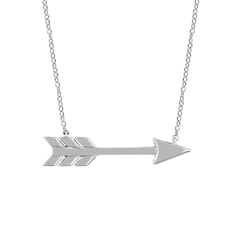 Ladies necklaces for expo vibes -Dainty Horizontal Arrow Necklace in 14k White Gold, 18 Inch