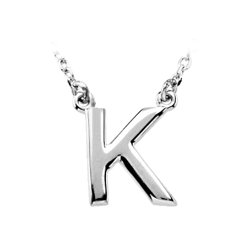 Ladies necklaces fun elegance -Sterling Silver, Kendall Collection, Block Initial K Necklace, 16 Inch