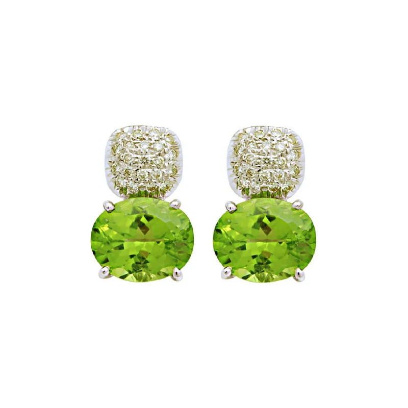 ladies-pearl-mini-hoop-earrings-Earrings- Diamond And Peridot (112HS)