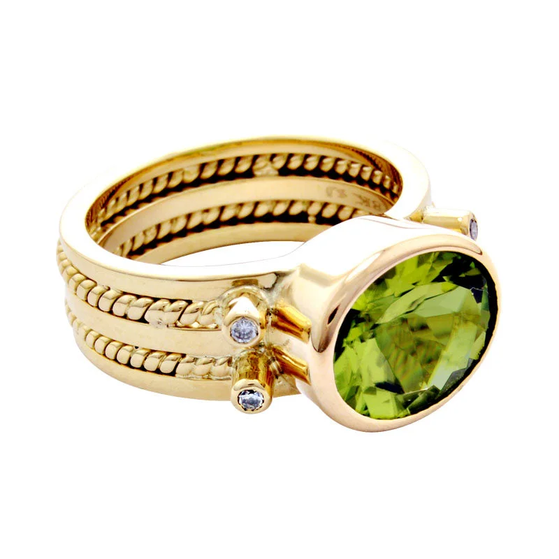 ladies-ruby-bypass-rings-Ring-Peridot and Diamond