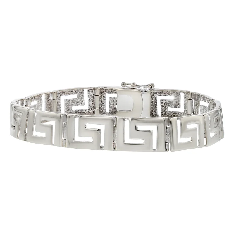 Ladies bracelets radiant charm -14K White Gold Greek Key Bracelet