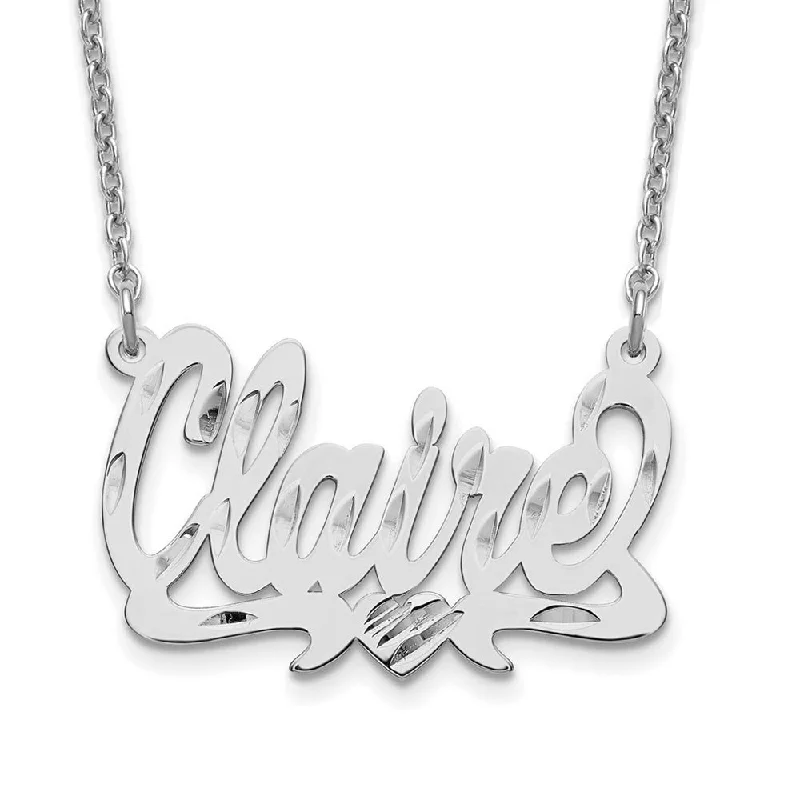 Ladies necklaces for sparkling nights -Personalized Polished D/C Solid Script Name Necklace