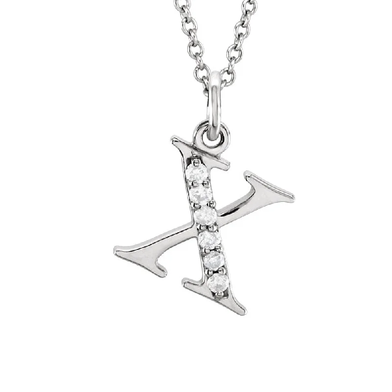 Ladies necklaces soft charm -The Abbey 14k White Gold Diamond Lower Case Initial 'x' Necklace 16 In