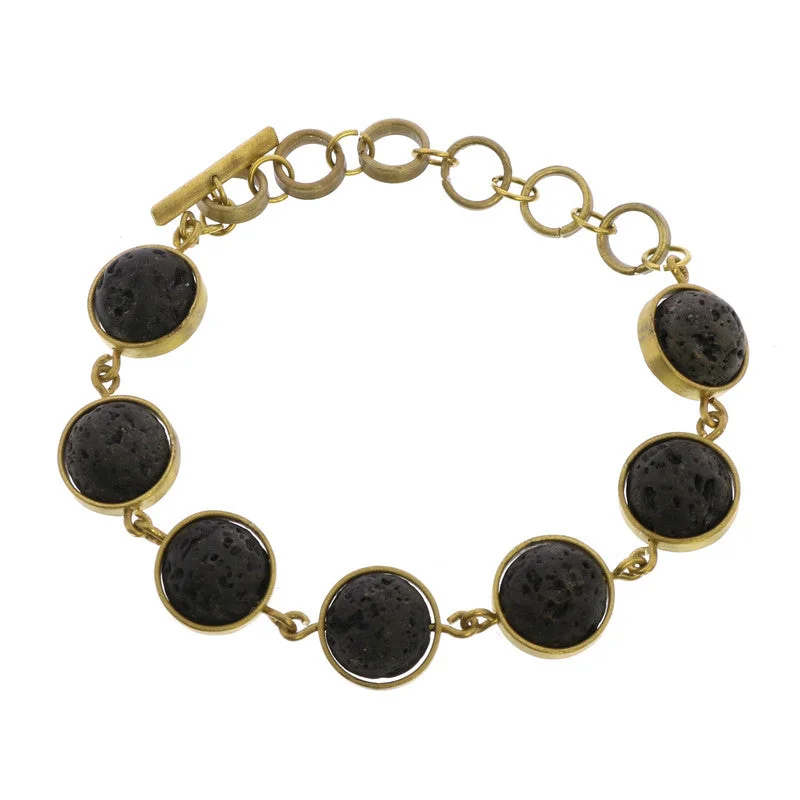 Ladies bracelets for spa elegance -Nevis Lava Loop Bracelet - Brass