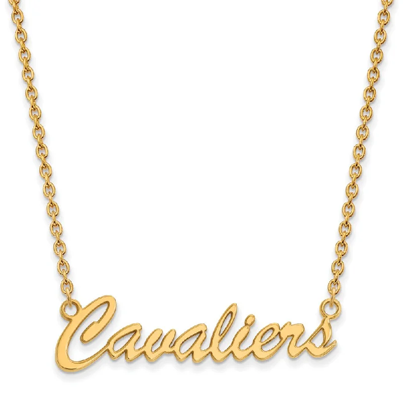 Ladies necklaces with olive sapphire -14k Gold Plated Silver U of Virginia Medium Script Pendant Necklace