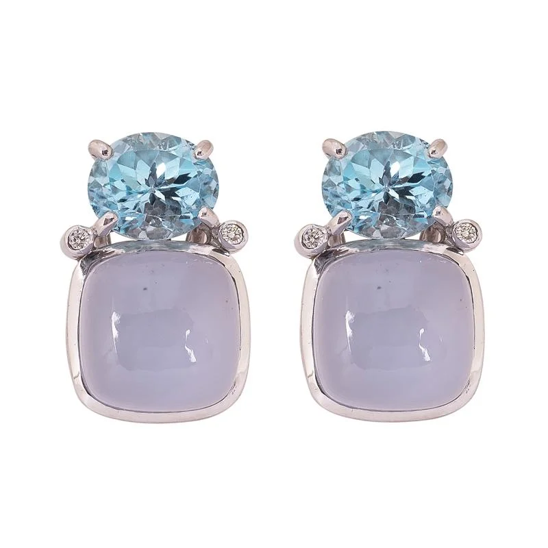 ladies-cross-bar-drop-earrings-Earrings- Blue Topaz, Chalcedony and Diamond  (273ES)