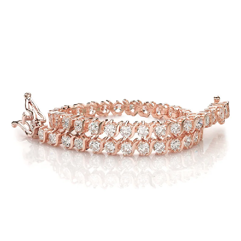 Ladies bracelets with lime opal -Round Brilliant tennis bracelet with 5.28 carats* of diamond simulants in 10 carat rose gold