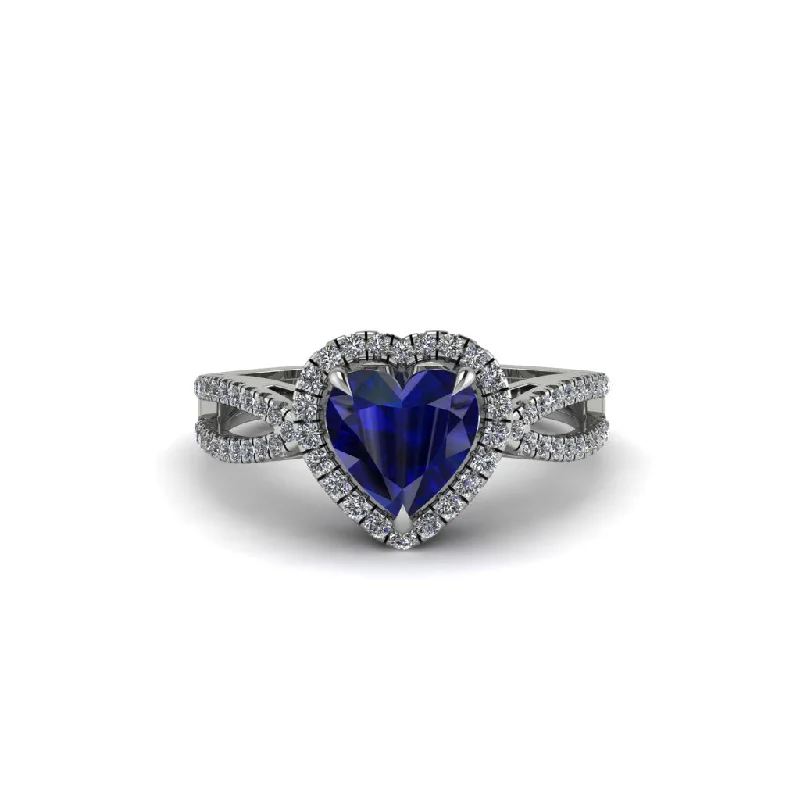 engagement-round-platinum-rings-Heart's Sapphire Embrace Engagement Ring - Alison No. 15