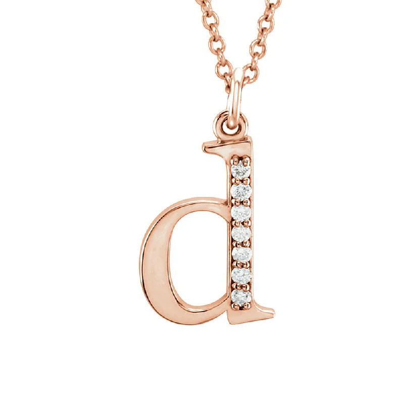 Ladies necklaces cute flair -The Abbey 14k Rose Gold Diamond Lower Case Initial 'd' Necklace 16 In