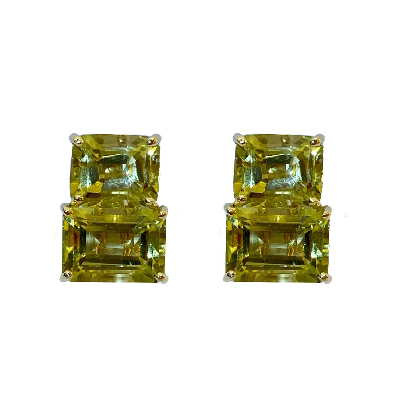 ladies-classic-chain-link-earrings-Earrings - Lemon Quartz in 18K gold