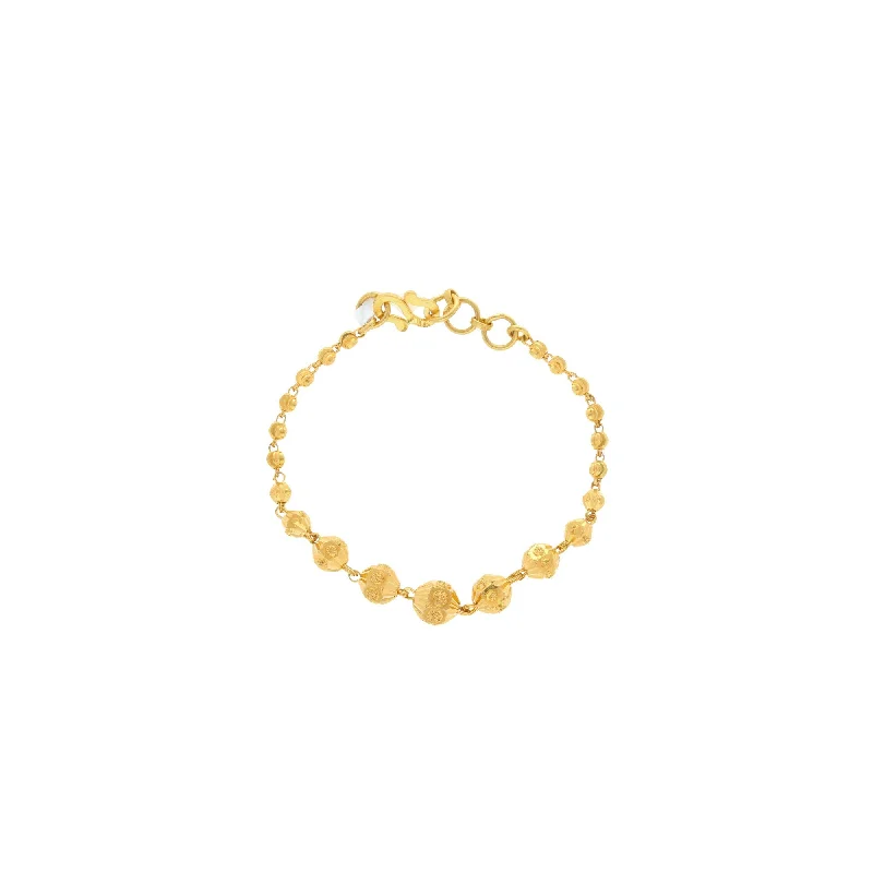 Ladies bracelets bespoke flair -22K Yellow Gold Alluring Link peace Baby Bracelet W/ Gold-ball Design, 4.4 grams