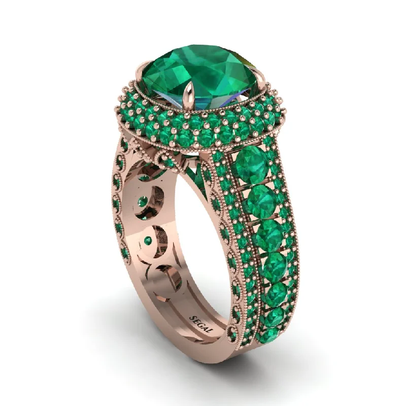 engagement-sapphire-two-tone-rings-Emerald Radiant Majesty Pave Engagement Ring - Cataleya No. 20