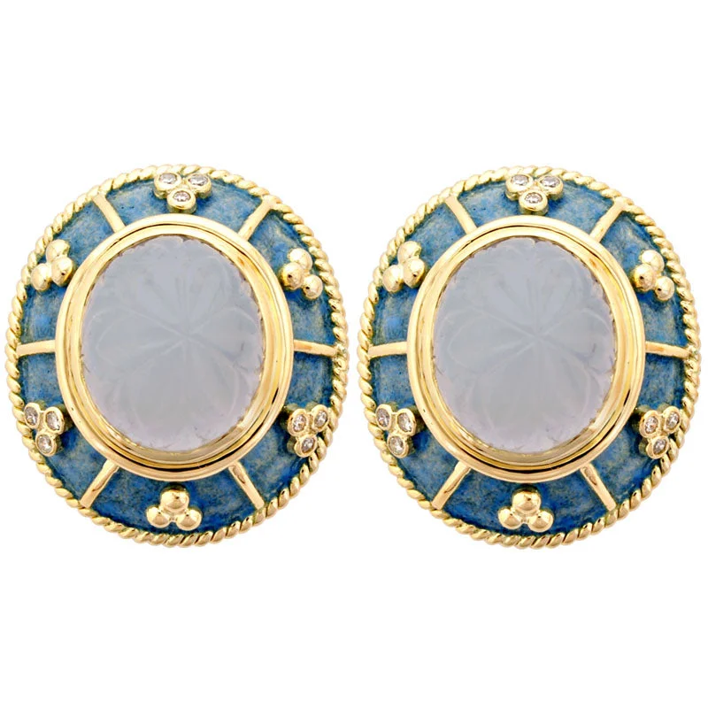 ladies-silver-moon-earrings-Earrings- Chalcedony And Diamond (Enamel) (1847I)