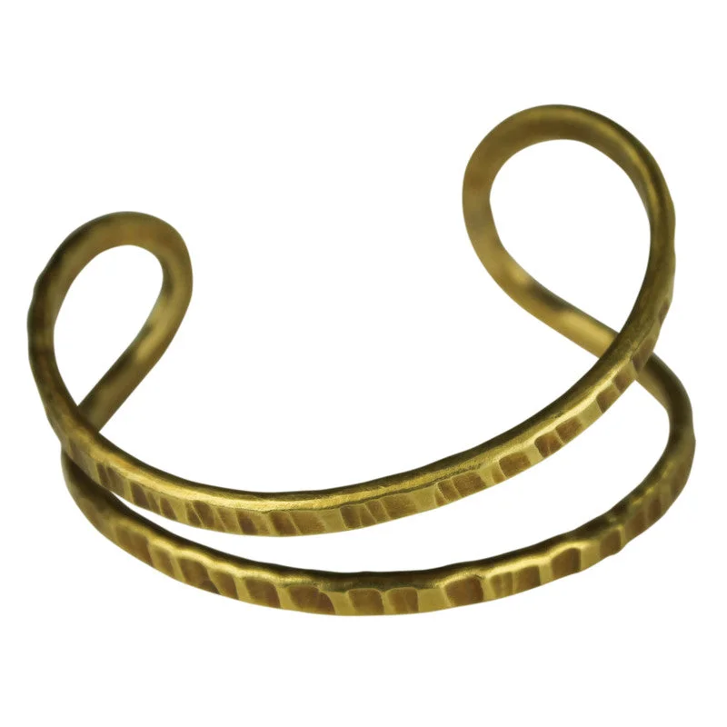 Ladies bracelets for wellness elegance -Looped Bracelet, Hammered Brass