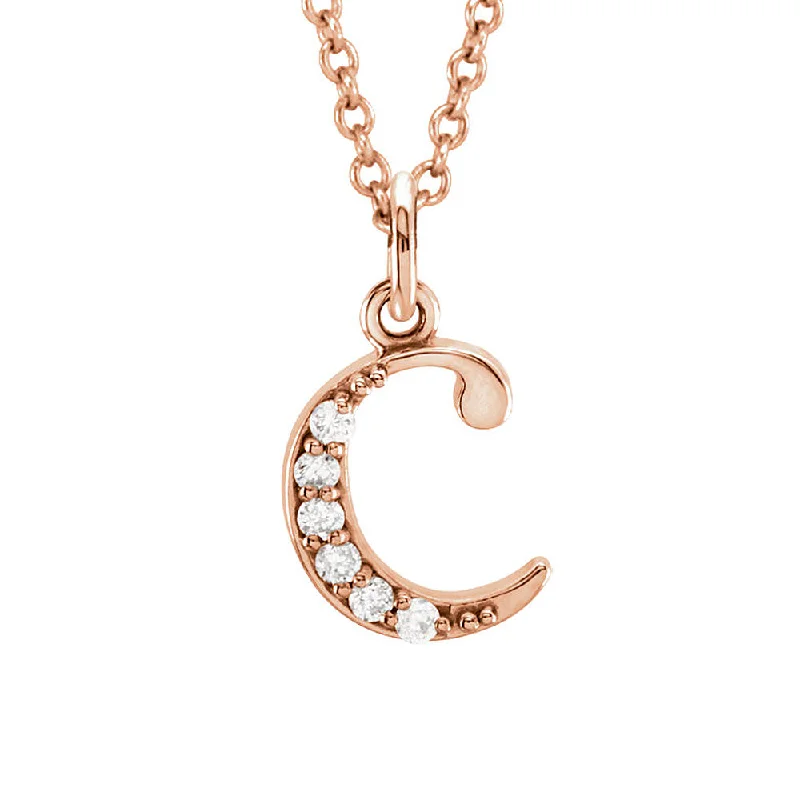 Ladies necklaces bold flair -The Abbey 14k Rose Gold Diamond Lower Case Initial 'c' Necklace 16 In