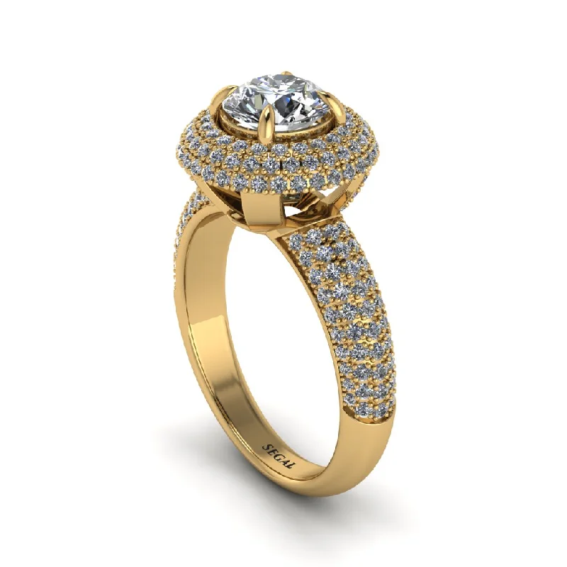 engagement-infinity-rose-gold-rings-Diamond Golden Majesty Pave Halo Engagement Ring - Myra No. 1