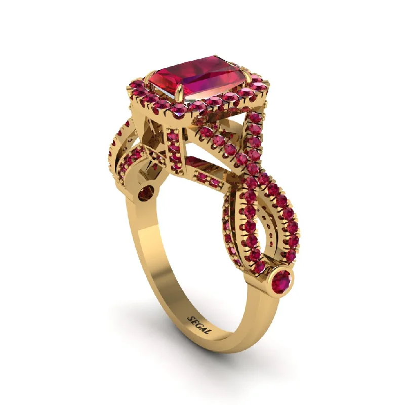 engagement-sapphire-two-tone-rings-Ruby  Halo Radiant Splendor Engagement Ring - Kaylani No. 55