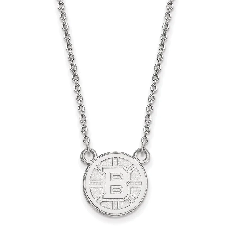 Ladies necklaces with pearl howlite -14k White Gold NHL Boston Bruins Small Necklace, 18 Inch