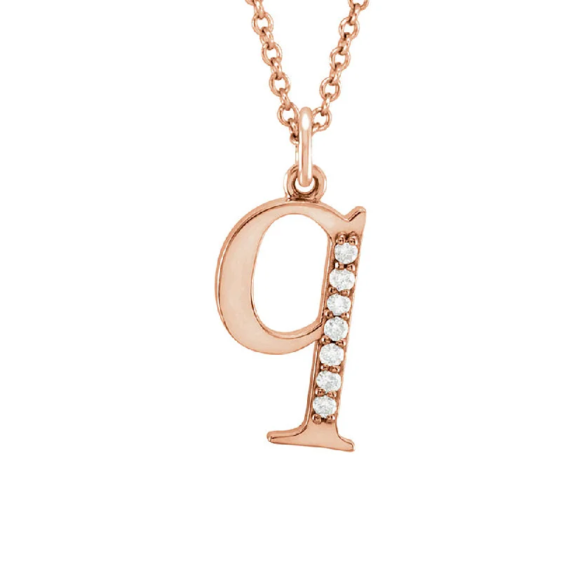 Ladies necklaces for family charm -The Abbey 14k Rose Gold Diamond Lower Case Initial 'q' Necklace 16 In