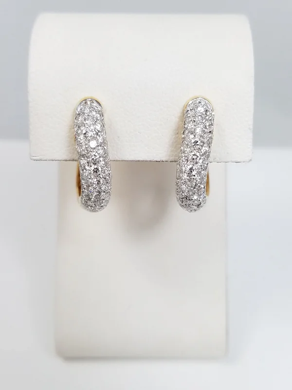 ladies-custom-chandelier-earrings-Luxurious 18k Yellow Gold Natural Diamond Huggie Hoop Earrings