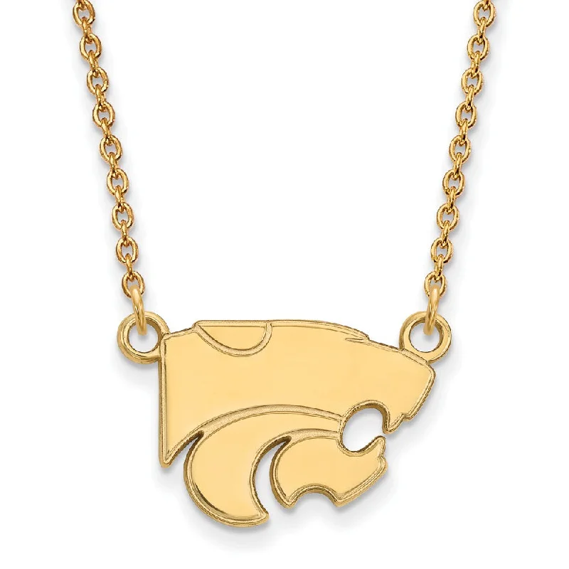 Ladies necklaces for guide vibes -14k Gold Plated Silver Kansas State Sm Wildcat Pendant Necklace