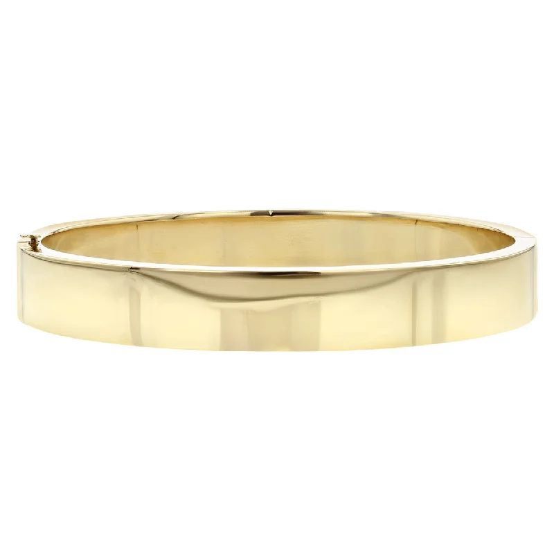 Ladies bracelets for escape elegance -14K Yellow Gold Flat Wide Bangle Bracelet